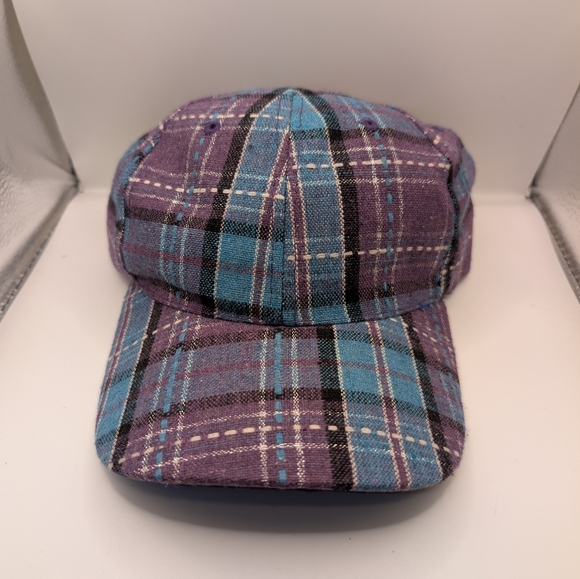 Plaid Purple and Blue Cap - Picture 1 of 2